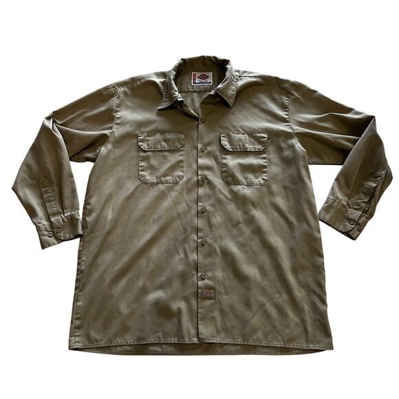 Dickies Men’s XL Long Sleeve Khaki Work Shirt - Picture 1 of 4